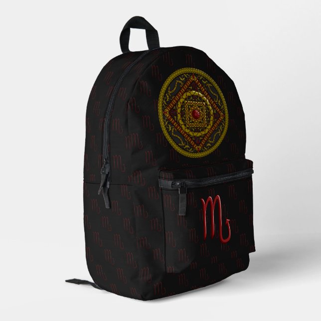 Scorpio Mandala Bedruckter Rucksack (Rückseitige Ecke links)