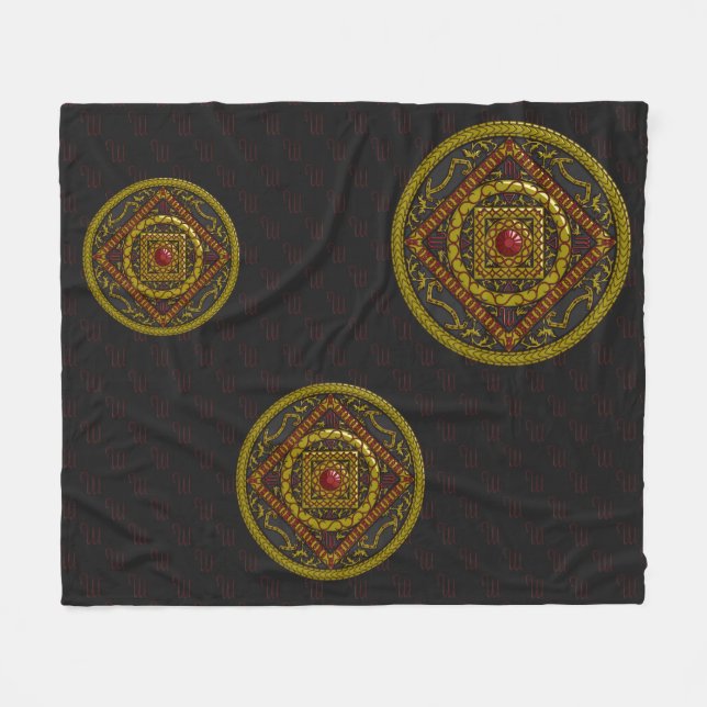 Scorpio Mandala Fleece Blanket (Vorderseite (Horizontal))