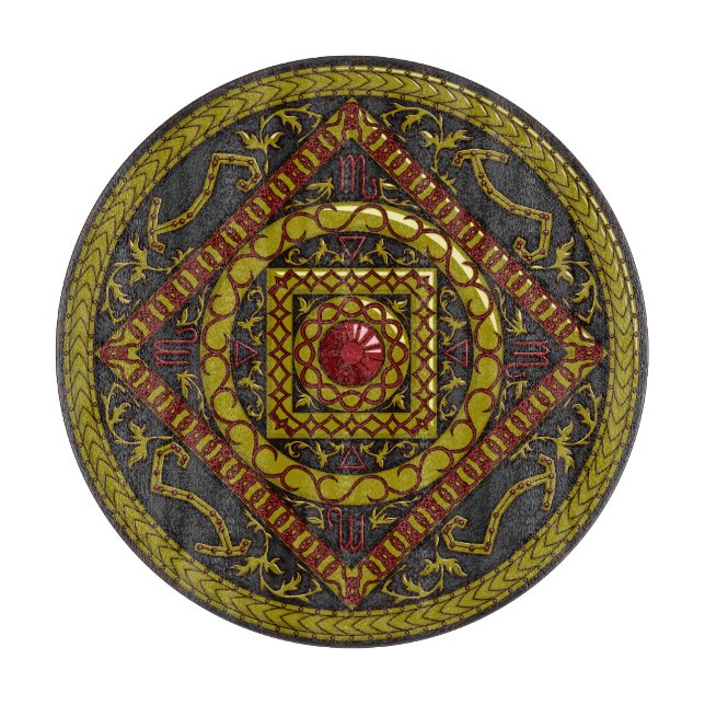 Scorpio Mandala Glas Cutting Board Schneidebrett (Vorderseite)