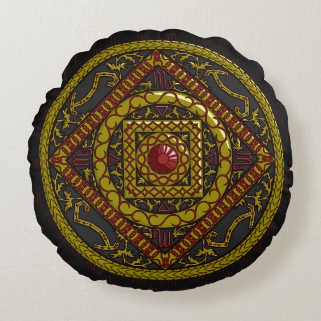 Scorpio Mandala Rundkissen Rundes Kissen (Vorderseite)