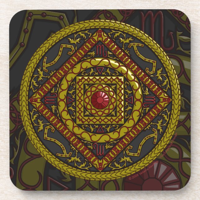 Scorpio Mandala Square Untersetzer (Vorderseite)