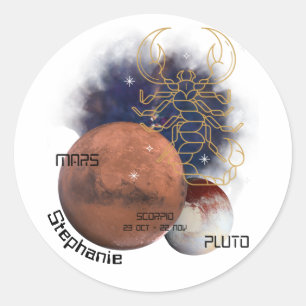 Scorpio Monogramm Zodiac Cosmic Planets Cool einzi Runder Aufkleber
