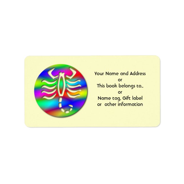 Scorpio Rainbow Zodiac Scorpion Name Tag Geschenk  Adressaufkleber (Vorne)