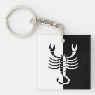 Scorpio signe Zodiac, Porte - clé noir et blanc