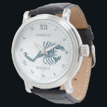 Scorpio Star Signo Vintage Kunst | Angepasst Armbanduhr<br><div class="desc">Eine personalisierte Armbanduhr,  die auf die Person zugeschnitten ist,  die durch das Sternzeichen Scorpio repräsentiert wird.</div>
