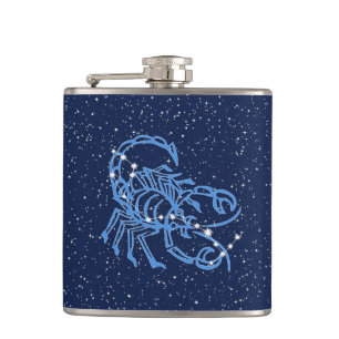 Scorpio-Sternbild und Zodiaka-Zeichen mit Sternen Flachmann