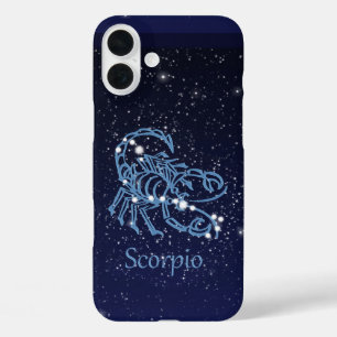 Scorpio-Sternbild und Zodiaka-Zeichen mit Sternen iPhone 16 Plus Hülle