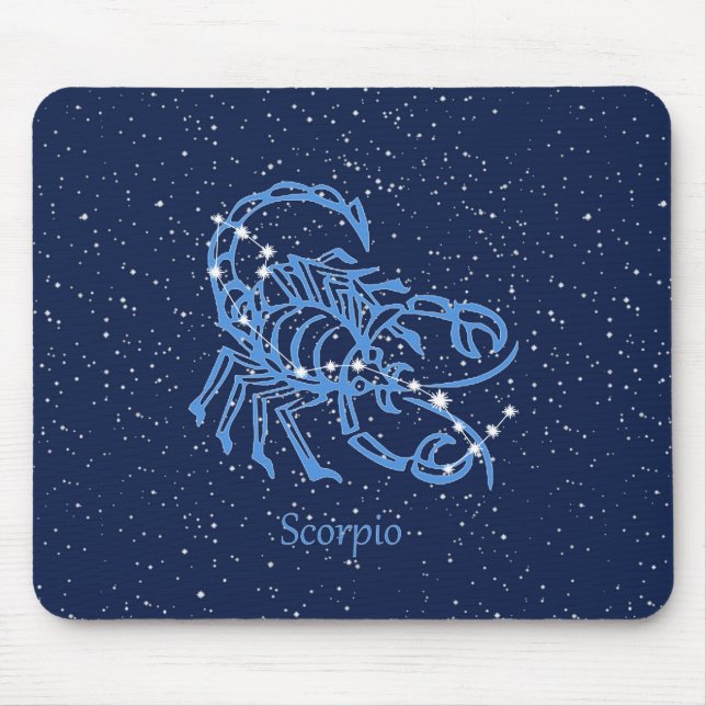 Scorpio-Sternbild und Zodiaka-Zeichen mit Sternen Mousepad (Vorne)