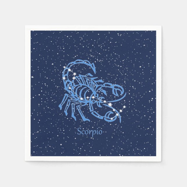 Scorpio-Sternbild und Zodiaka-Zeichen mit Sternen Serviette (Vorderseite)