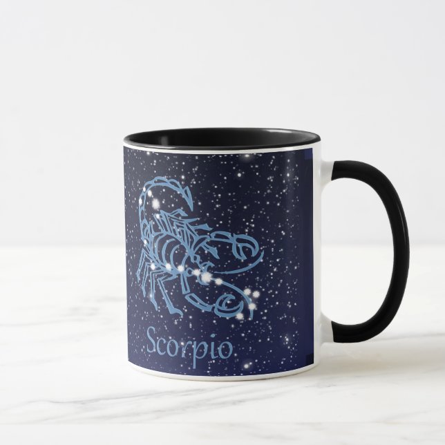 Scorpio-Sternbild und Zodiaka-Zeichen mit Sternen Tasse (Rechts)
