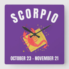 Scorpio-Sternzeichen Quadratische Wanduhr