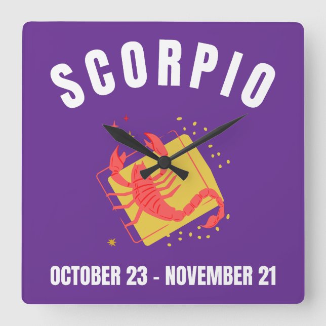 Scorpio-Sternzeichen Quadratische Wanduhr (Vorderseite)