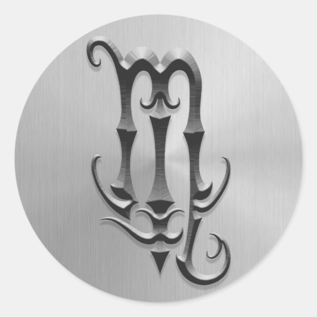Scorpio-Symbol aus rostfreiem Stahl Runder Aufkleber (Vorderseite)