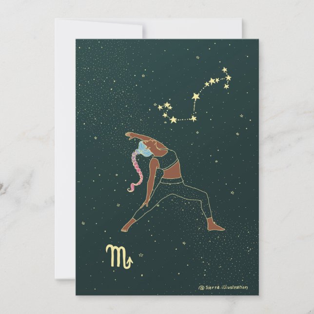 Scorpio Yoga Girl Birthday Karte (Vorderseite)