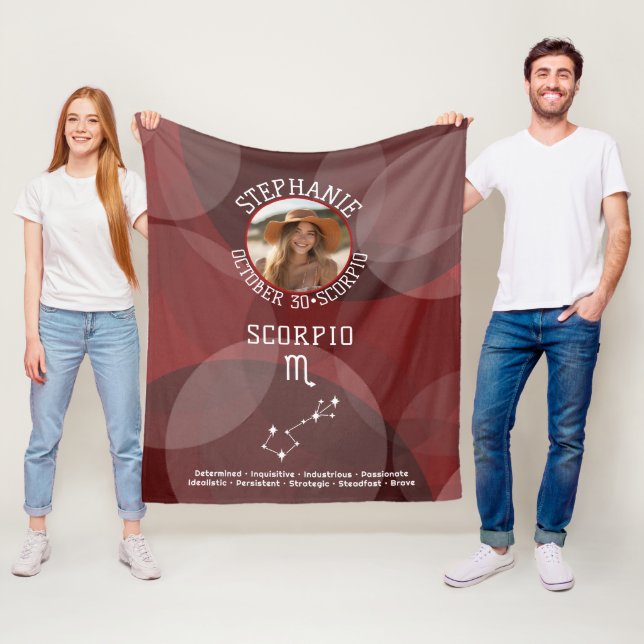Scorpio Zodiac Astrologie Foto Custom Geburtsdatum Fleecedecke (Beispiel)