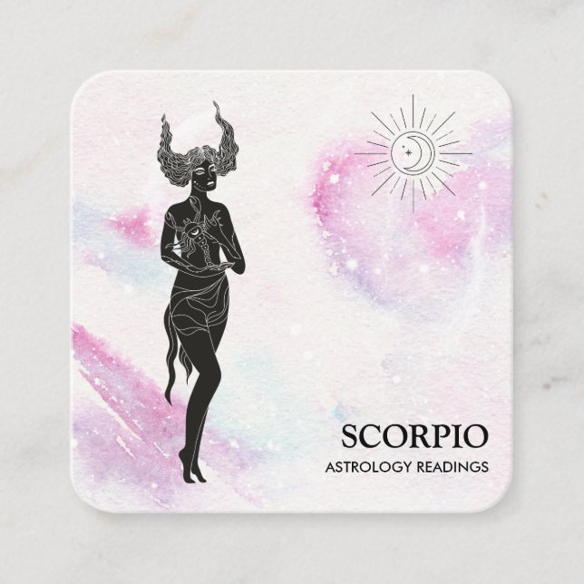 *~* SCORPIO Zodiac Astrologie Lesen Violet Blau Quadratische Visitenkarte (Vorderseite)