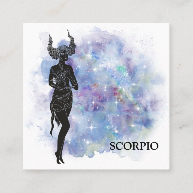 *~* SCORPIO Zodiac Astrologie Lesungen Rosa + Blau Quadratische Visitenkarte (Vorderseite)