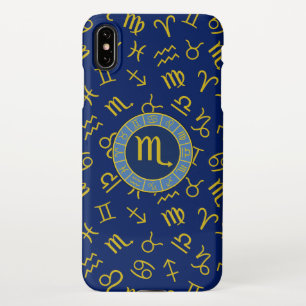 Scorpio Zodiac+Astrologie Symbole Muster Gld+Blues iPhone Hülle