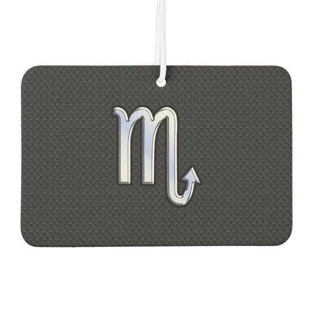 Scorpio Zodiac Chrom wie auf schwarzer Schlangenha Autolufterfrischer (Vorderseite)