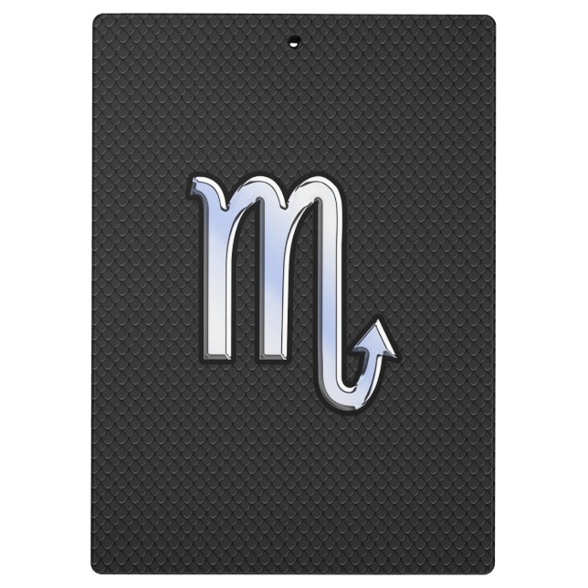 Scorpio Zodiac Chrom wie Schild schwarze Schlangen Klemmbrett (Rückseite)
