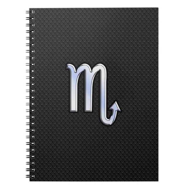 Scorpio Zodiac Chrom wie Schild schwarze Schlangen Notizblock (Vorderseite)