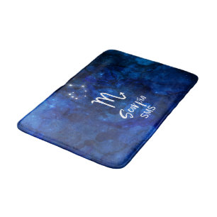 Scorpio Zodiac Constellation Blue Galaxy Monogramm Badematte