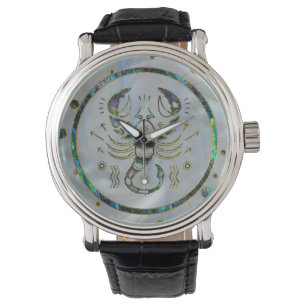 Scorpio Zodiac Gold Abalone Armbanduhr