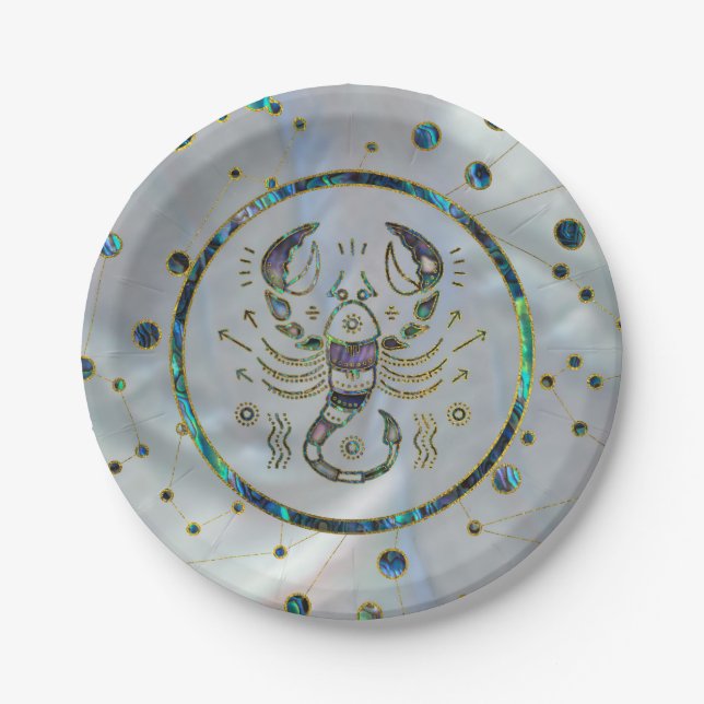 Scorpio Zodiac Gold Abalone Pappteller (Vorderseite)