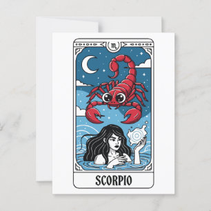 Scorpio Zodiac Illustration Tarot Style Postkarte