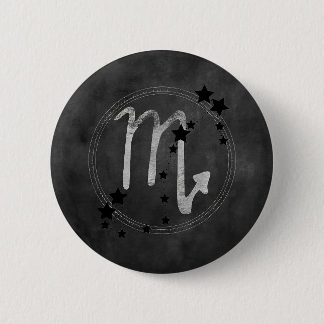 Scorpio zodiac Konstellation schwarz & silber Button (Vorderseite)