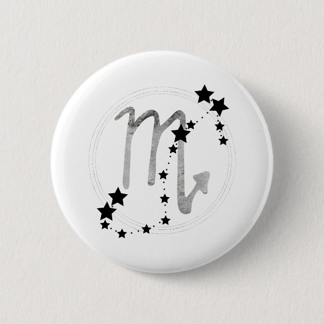 Scorpio zodiac Konstellation schwarz & silber Button (Vorderseite)
