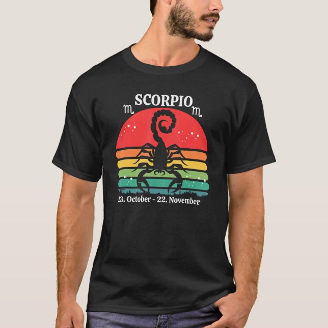 Scorpio Zodiac Retro Sunset T-Shirt (Vorderseite)