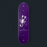 Scorpio Zodiac Sign Astrology Purple Horoscope Skateboard<br><div class="desc">This fun skateboard featuring a scorpio zodiac sign & a custom name would make a wonderful gift for someone,  who's into skateboarding! Easily add the desired name by clicking on the "personalize this template" option.</div>