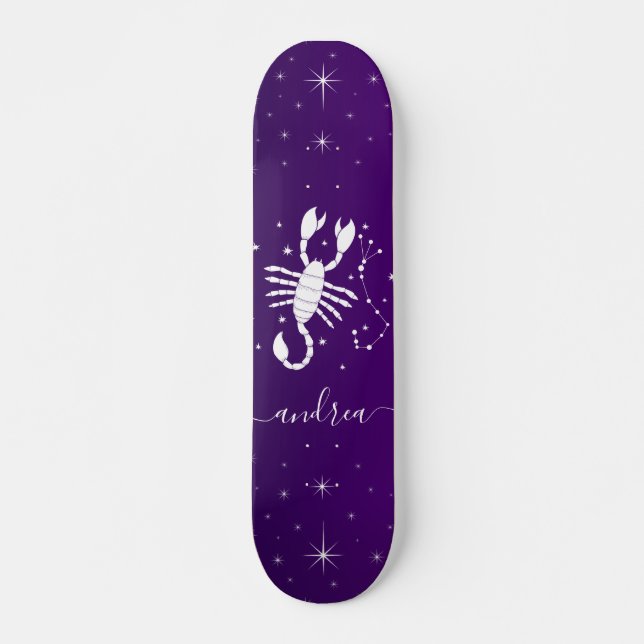 Scorpio Zodiac Sign Astrology Purple Horoscope Skateboard (Vorne)