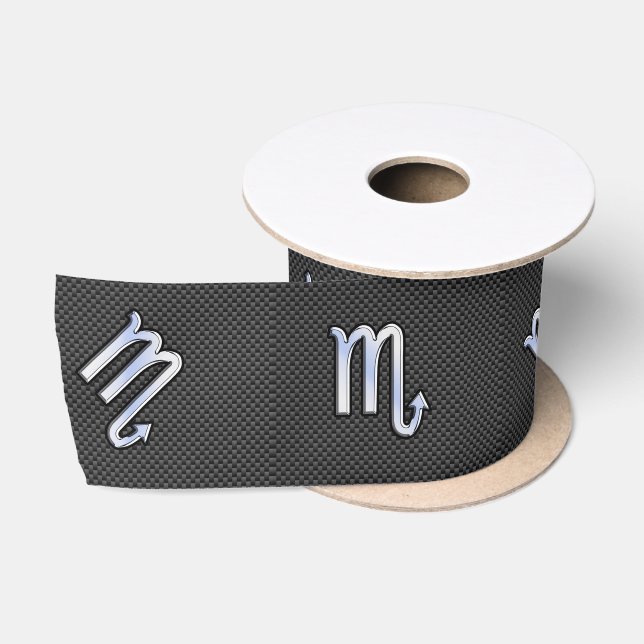 Scorpio Zodiac Sign auf Carbon Fibre Print Satinband (Spule)