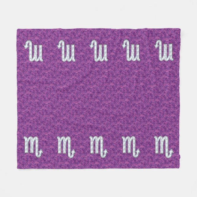 Scorpio Zodiac Sign auf Fuchsia Digitale Camouflag Fleecedecke (Vorderseite (Horizontal))