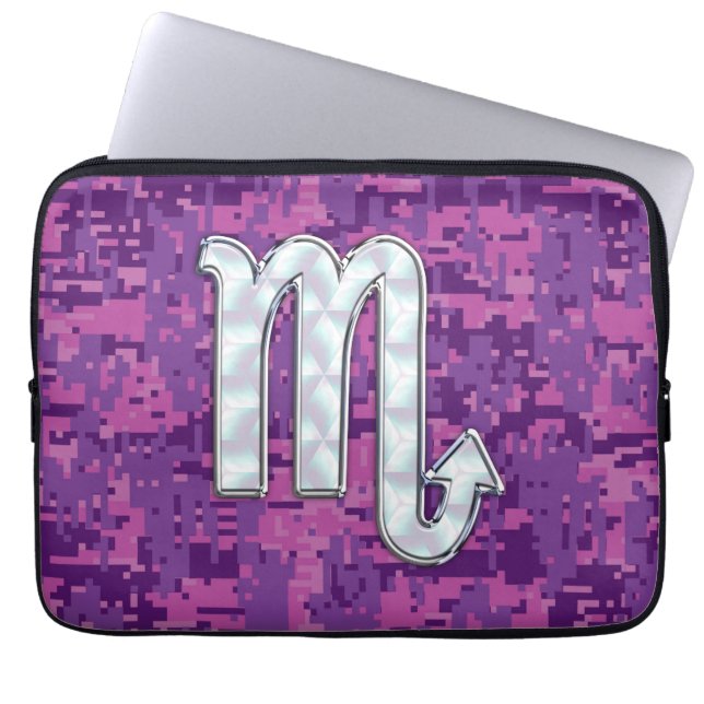 Scorpio Zodiac Sign auf Fuchsia Digitale Camouflag Laptopschutzhülle (Vorderseite)