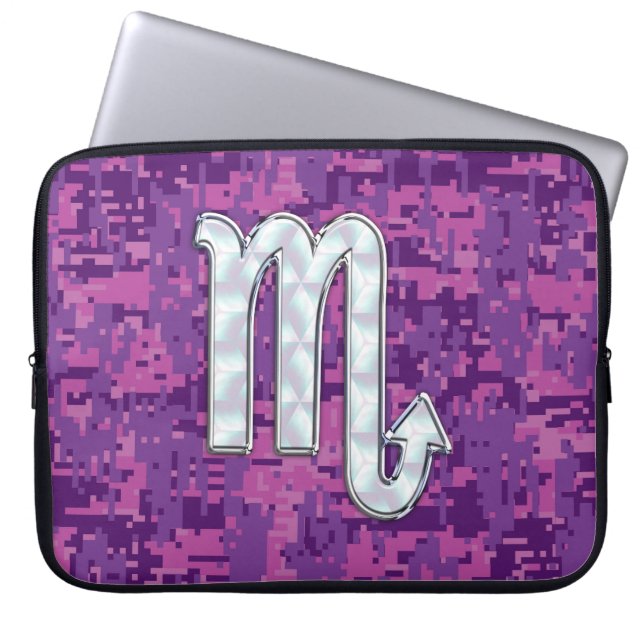 Scorpio Zodiac Sign auf Fuchsia Digitale Camouflag Laptopschutzhülle (Vorderseite)