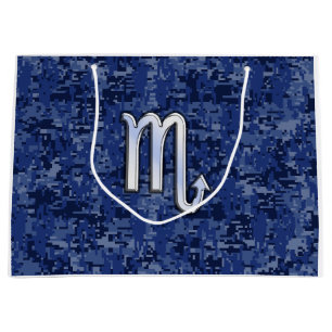 Scorpio Zodiac Sign auf Navy Blue Camouflage Große Geschenktüte