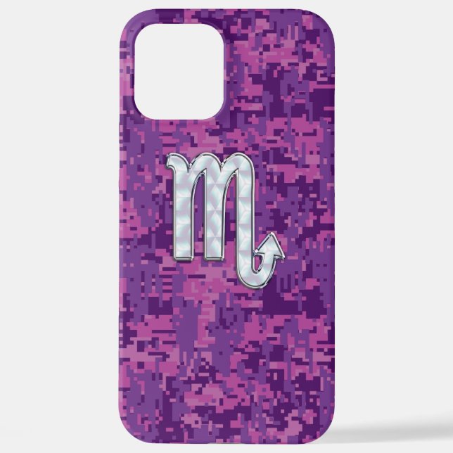Scorpio Zodiac Sign auf rosa Camouflage iPhone 12 Pro Max Hülle (Rückseite)
