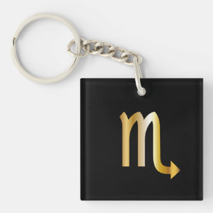 Scorpio Zodiac Sign, Black & Gold Schlüsselanhän Schlüsselanhänger