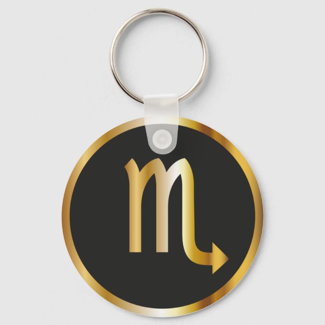Scorpio Zodiac Sign, Black & Gold Schlüsselanhänge Schlüsselanhänger (Vorderseite)