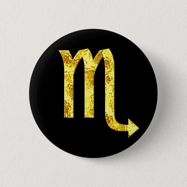 Scorpio Zodiac Sign Black Hammered Gold Look Button (Vorderseite)