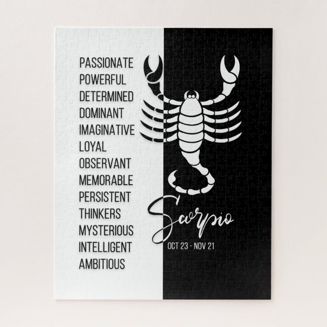 Scorpio Zodiac Sign, Black & White Jigsaw Puzzle (Vertikal)