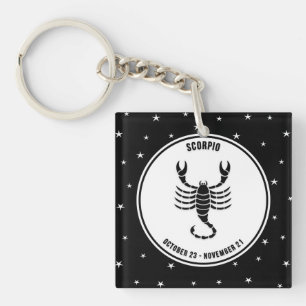 Scorpio Zodiac Sign, Black & White Keychain Schlüsselanhänger