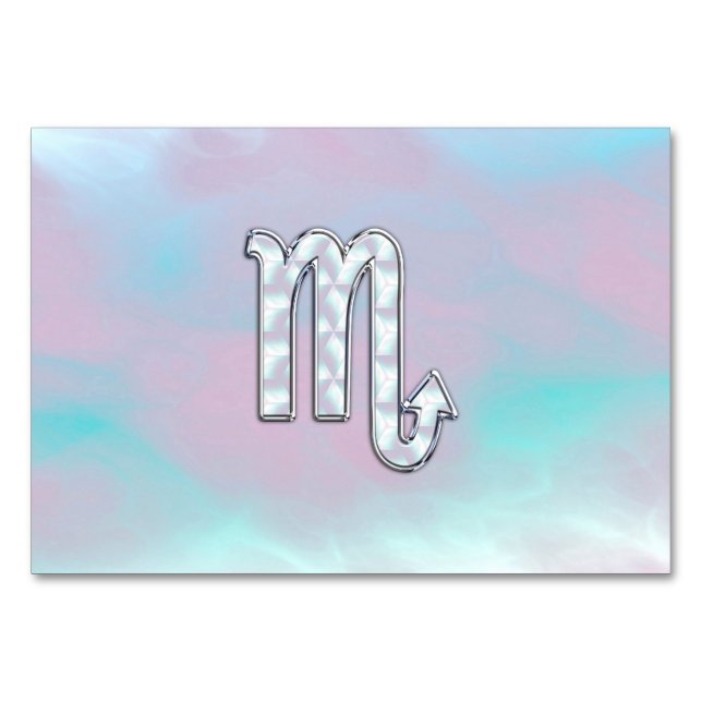 Scorpio Zodiac Sign in Mother Pearl Style Tischnummer (Vorderseite)