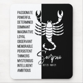 Scorpio Zodiac Sign Mousepad, Black & White Mousepad