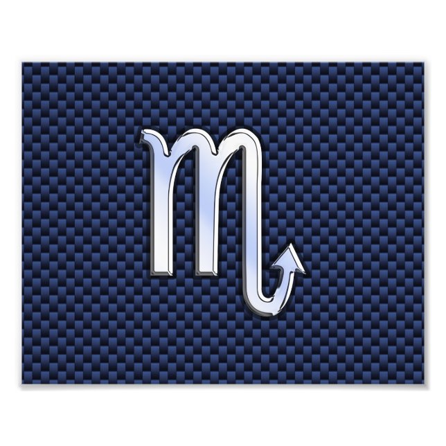 Scorpio Zodiac Sign navous blauer Kohlefaserprint Fotodruck (Vorne)