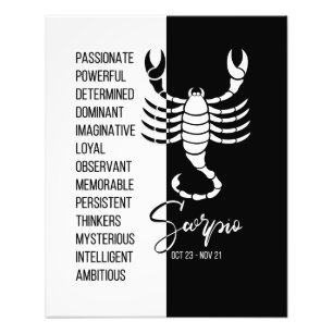 Scorpio Zodiac Sign Print, Schwarz & Weiß Fotodruck