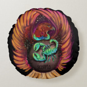 Scorpio Zodiac Sign Round Pillow Rundes Kissen